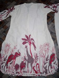 Elegant Cream Kurta Set with Elephant Print