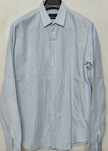 ZARA Men's Light Blue Striped Dress Shirt