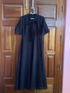 Elegant Black Bow Neck Dress