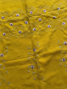 Yellow Embroidered Saree