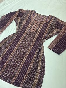 traditional printed Purple Kurta