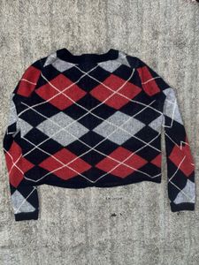Vintage Argyle Wool Cardigan – Classic Preppy Knit