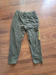 Stylish Green Joggers with Orange Accents