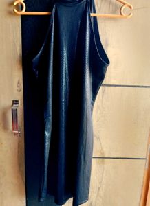 Sleek Black Faux Leather Dress