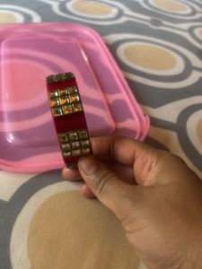 Red Bangle with Rhinestones