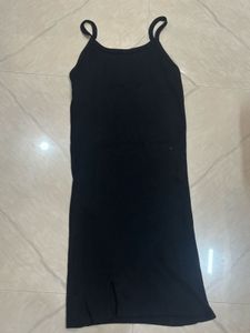 Black Spaghetti Strap Stretchable Midi Dress