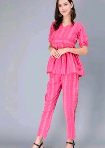 Women's Ethnic Pink Co-ords Set