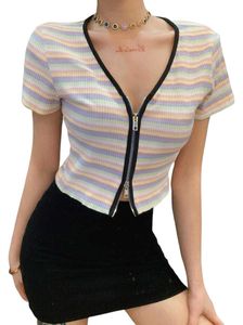 🌈Striped Zipper Crop Top! 💐