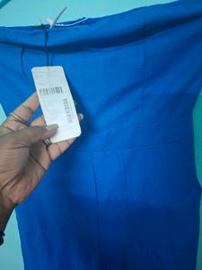 Blue Strapless Wide Leg Jumpsuit