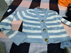 Striped Cardigan with Gold Buttons
