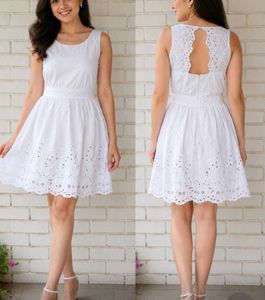 Chic White Eyelet Summer Dress