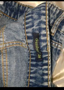 Blue Jeans with Pink Ribbon Detail