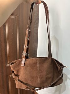 Brown Suede Hobo Bag