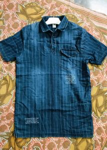 Men's Striped Denim Polo Shirt