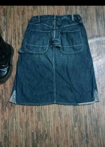 Y2K blue denim midi skirt