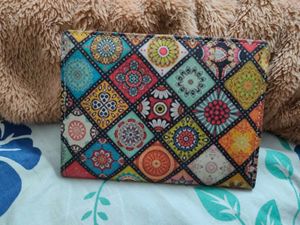 Embroidered Print Purse