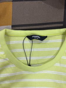 Lime Green Striped Ribbed Tank Top