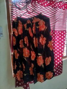 Flowy Floral Black Skirt