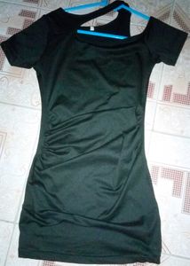 Chic Black Ruched Mini Dress