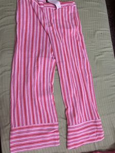 ZARA Pink Striped Wide Leg Trousers