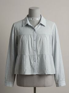Light Blue Peplum Button-Up Shirt