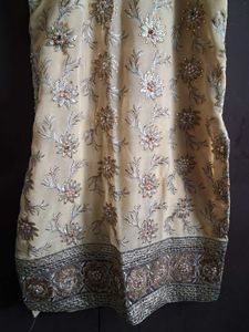 Elegant Beige Embroidered Kurta Set