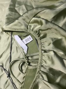 H&amp;M sage green Elegant Satin Maxi Dress
