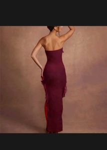 Burgundy Ruffled Party Dress