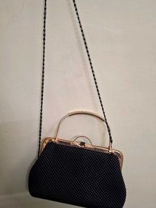 Elegant Black Beaded Clutch Bag