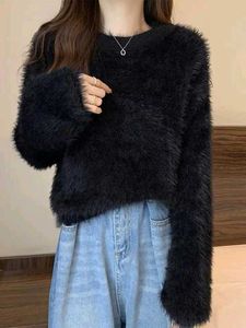 Cozy Black Furry Sweater