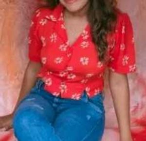 Red Floral Print Cropped Shirt