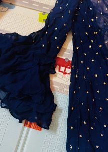 Stunning Navy Blue Embroidered Set