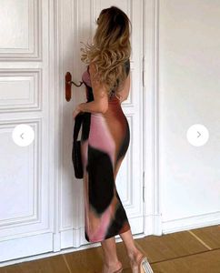 Abstract Print Sleeveless Maxi Dress (xs)