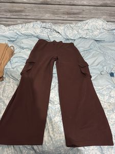 Brown Wide Leg Cargo Pants