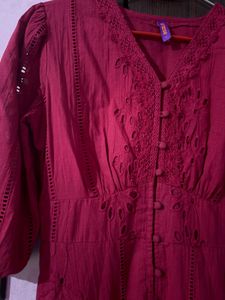 pink embroidery dress