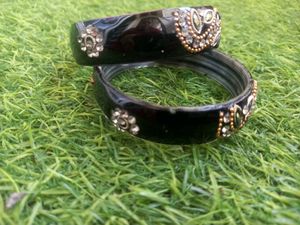 Designer Black &amp; Crystal Bangles