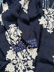 Navy Blue Floral Print Kurta with pant