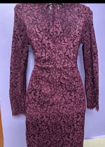 Elegant Burgundy Lace Dress