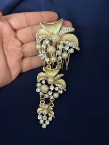 Vintage Pearl &amp; Crystal Hair Comb