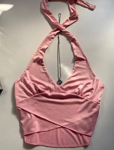 Pink halter neck top