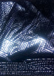 Navy Blue Silver Print Hosiery Fabric