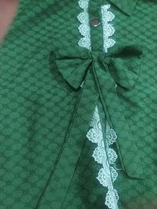 Charming Green Textured top with Bow
