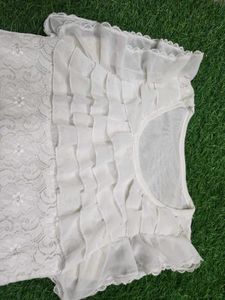 Elegant White Lace Ruffle Top