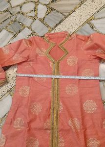 Elegant Peach Kurta with Gold Accents