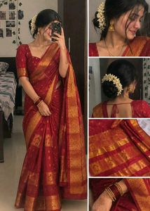 Elegant Red &amp; Gold Silk Saree