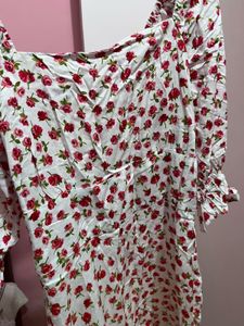 Floral Square Neck Short Dress