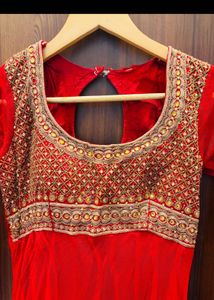 Red Kurta Set with Skirt and Dupatta