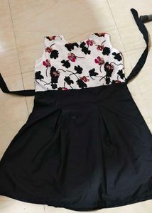 Floral Top Black Skirt Dress