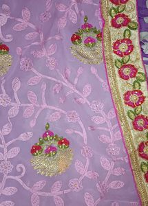 Beautiful Lavender Embroidered Saree