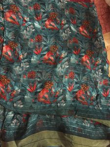 Beautiful Teal Floral Saree